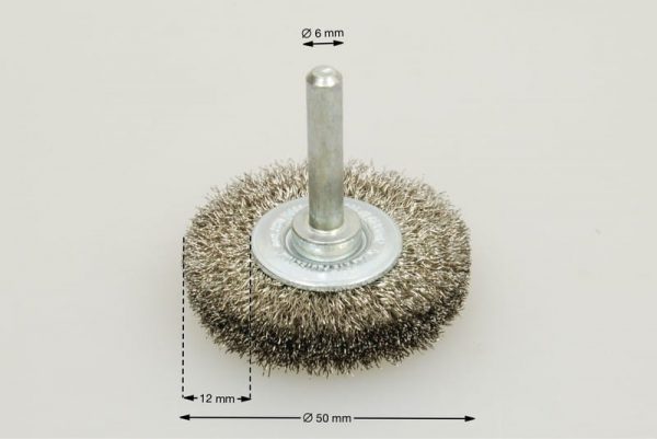 szczotka tarczowa trzpieniowa średnica 50 mm drut stalowy nierdzewny 0.2 ROF - Szczotki tarczowe trzpieniowe