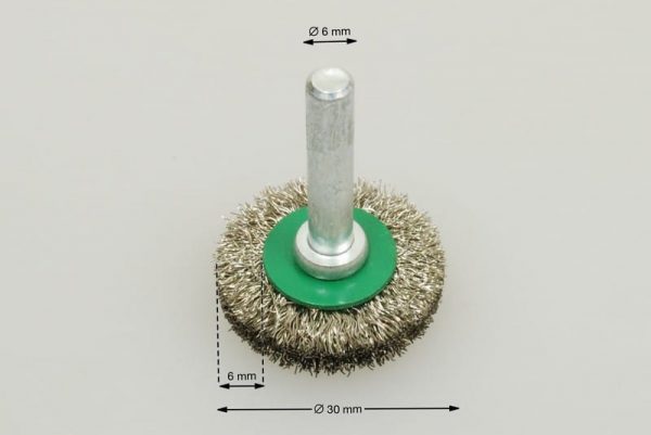 szczotka tarczowa trzpieniowa średnica 30 mm drut stalowy nierdzewny 0.2 ROF - Szczotki tarczowe trzpieniowe