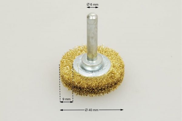 szczotka tarczowa trzpieniowa średnica 40 mm drut mosiężny 0.2 MES - Szczotki tarczowe trzpieniowe