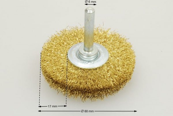 szczotka tarczowa trzpieniowa średnica 60 mm drut mosiężny 0.2 MES - Szczotki tarczowe trzpieniowe