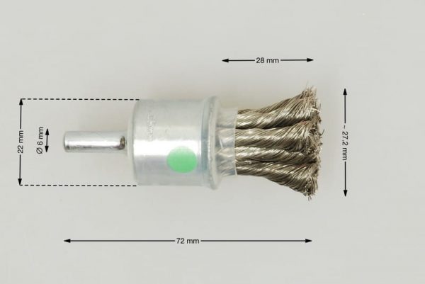 szczotka pędzelkowa splatana średnica głowicy 22 mm drut stalowy nierdzewny 0.25 R04 - Szczotki pędzelkowe splatane