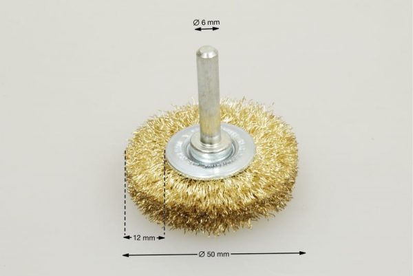 szczotka tarczowa trzpieniowa średnica 50 mm drut stalowy mosiądzowany 0.25 STM - Szczotki tarczowe trzpieniowe