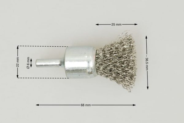 szczotka pędzelkowa średnica głowicy 22 mm drut stalowy nierdzewny 0.3 ROF - Szczotki pędzelkowe