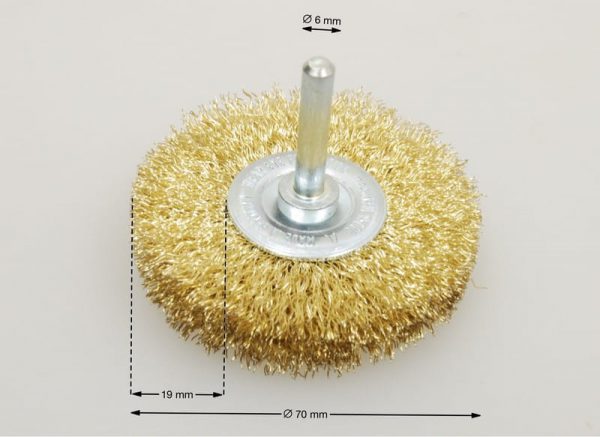 szczotka tarczowa trzpieniowa średnica 70 mm drut stalowy mosiądzowany 0.25 STM - Szczotki tarczowe trzpieniowe