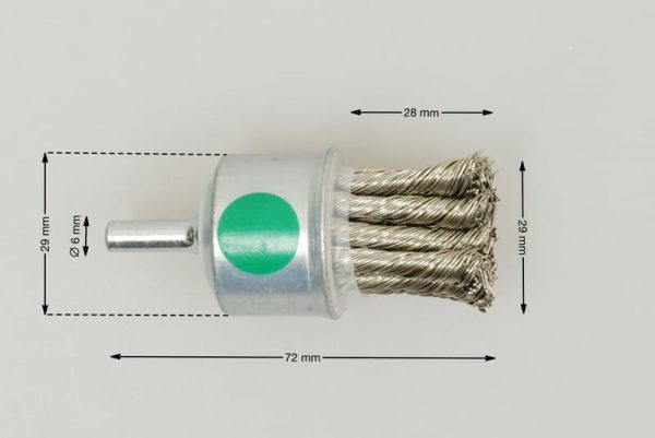 szczotka pędzelkowa splatana średnica głowicy 29 mm drut stalowy nierdzewny 0.5 R04 - Szczotki pędzelkowe splatane