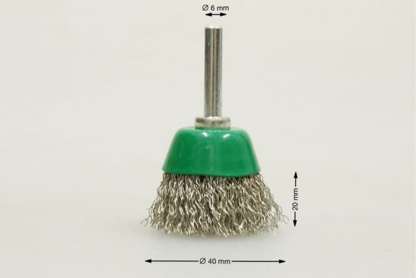 szczotka doczołowa trzpieniowa średnica 40 mm drut stalowy nierdzewny 0.3 ROF - Szczotki doczołowe trzpieniowe