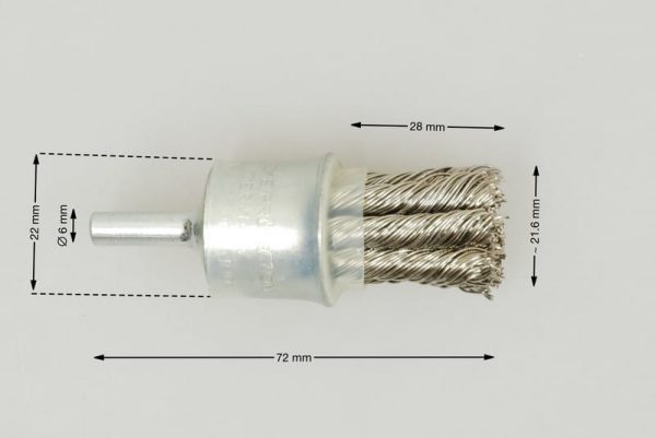 szczotka pędzelkowa splatana średnica głowicy 22 mm drut stalowy nierdzewny 0.5 R04 - Szczotki pędzelkowe splatane