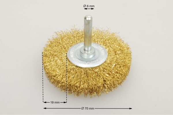 szczotka tarczowa trzpieniowa średnica 70 mm drut mosiężny 0.2 MES - Szczotki tarczowe trzpieniowe