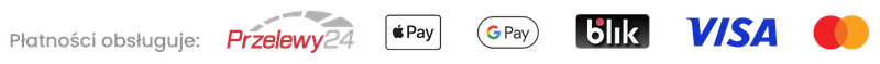 Płatności obsługuje Przelewy24: Apple Pay, Google Pay, BLIK, Visa, Mastercard